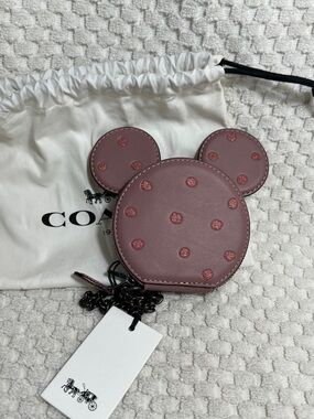 Coach Dusty Rose Pink Mickey Ear Coin Pouch